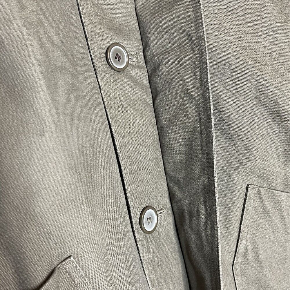 Green Canvas Leather Collar Khaki Removable Liner Barn Field Jacket Mens Med - Picture 8 of 15